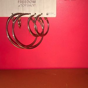 ‘FREEDOM’ MULTI size GOLD hoops